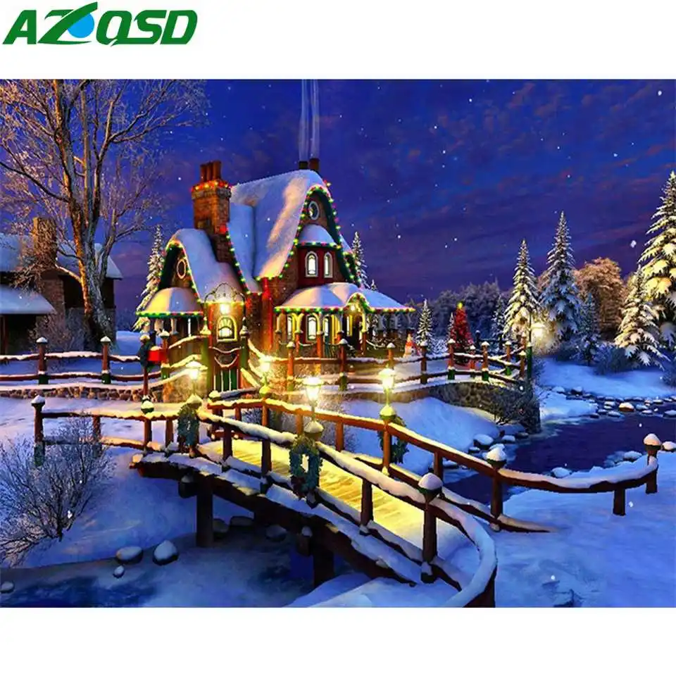 AZQSD Алмазная мозаика полный дисплей алмаз Painitng дом пейзаж Ручной Работы Стразы фотографии настенные декорации наборы для вышивки крестом