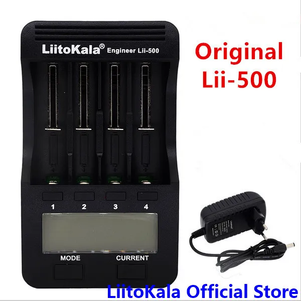 LiitoKala lii-500 lcd 3,7 V/1,2 V AA/AAA 18650/26650/16340/14500/10440/18500 зарядное устройство с экраном+ 12V2A адаптер lii500 5V1A