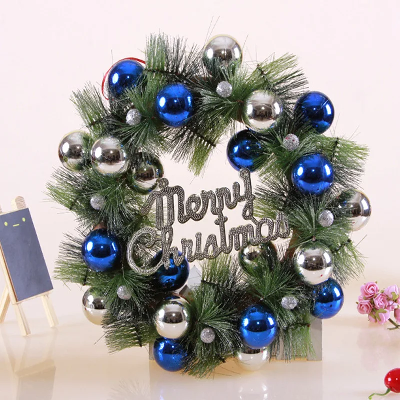 

36cm Christmas Wreath Ball style Pine Needles Wreath for Christmas Decoration Home Door Ornament Party Prop