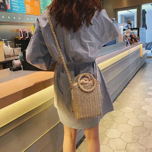 Соломенная Сумка из ротанга для женщин пляжные винтажные сумочки на ремне|Сумки