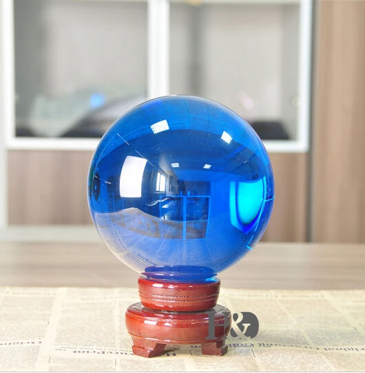 421 SkyBlue стеклянный шар дома и офиса фэншуй Giftfast деревянной подставке ( B0601 )| |