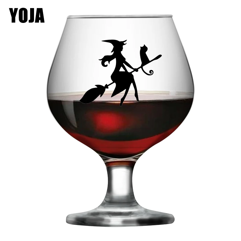 YOJA 6 6X5 3 см шт. ведьма метла кошка Декор для дома Наклейка на стену чашки вино