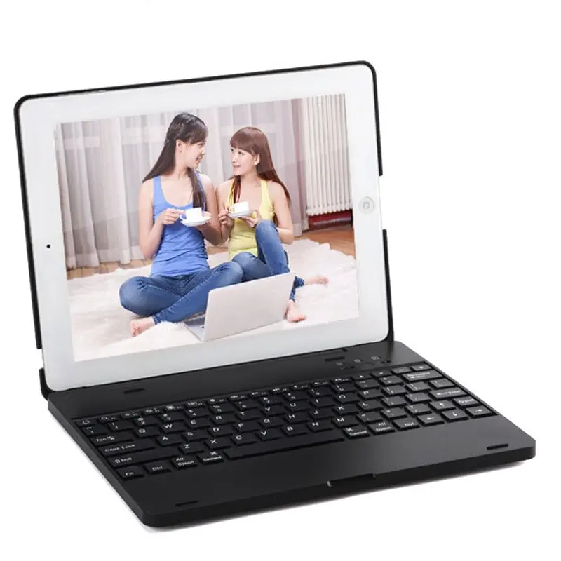 Тонкий чехол-книжка Беспроводной 3,0 Bluetooth клавиатура PC чехол для Apple iPad 2/3/4 iPad2 iPad3 iPad4 9,7 оболочки Coque Capa Funda - Цвет: Черный