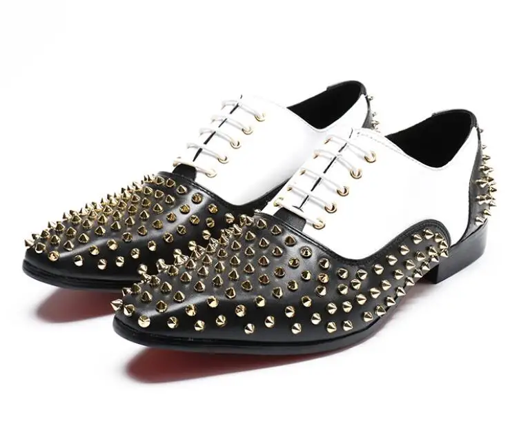 Туфли мужские кожаные с заклепками Роскошные Дизайнерские повседневные лоферы