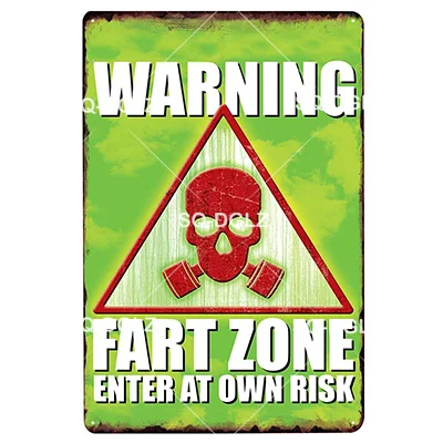 [SQ-DGLZ] Остерегайтесь FART ZONE металлическая Жестяная Вывеска Предупреждение зомби табличка краска опасность Декор стены краски ing таблички