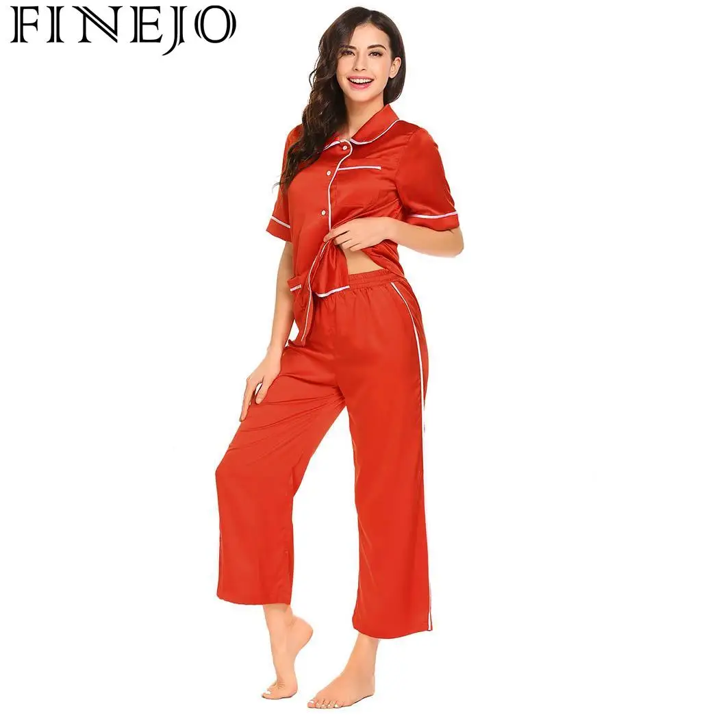 Пэтчворк Топы длиной до лодыжки труба наборы короткие с пижамы рукавом женские