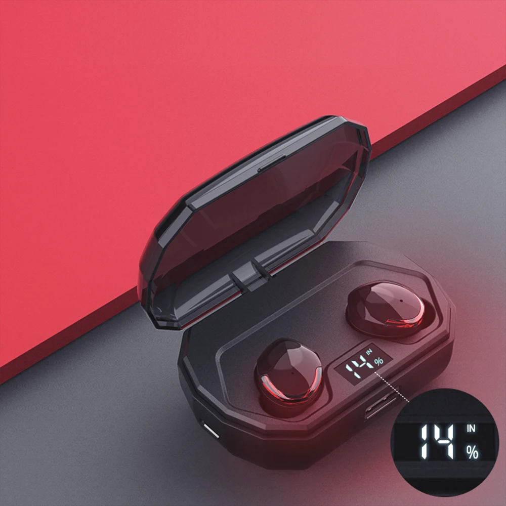 Новинка 2019 Bluetooth-гарнитура с цифровым дисплеем 5 0 Беспроводная двумя ушами TWS
