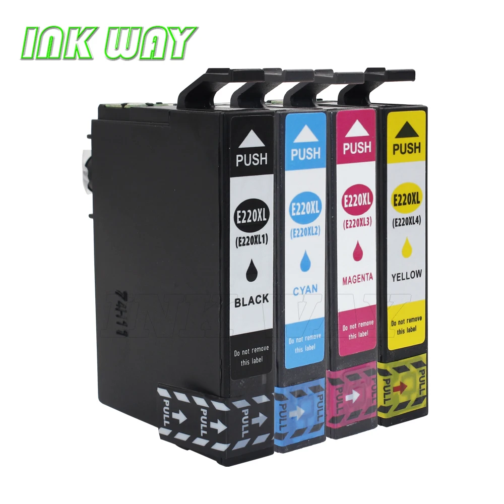 

INK WAY 4 PACK 220XL Black Cyan Magenta Yellow ink for Epson WorkForce WF-2630 All-in-One Printer,not genuine
