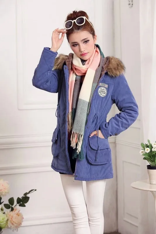 Модные Плотные зимние теплые женские пальто куртки с капюшоном верхняя одежда на