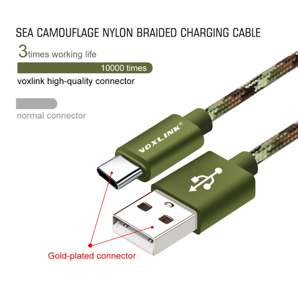 Зарядный кабель VOXLINK USB Type C для Samsung S8 S9 Note 9 8 Xiaomi mi8 mi6|Кабели мобильных телефонов| |