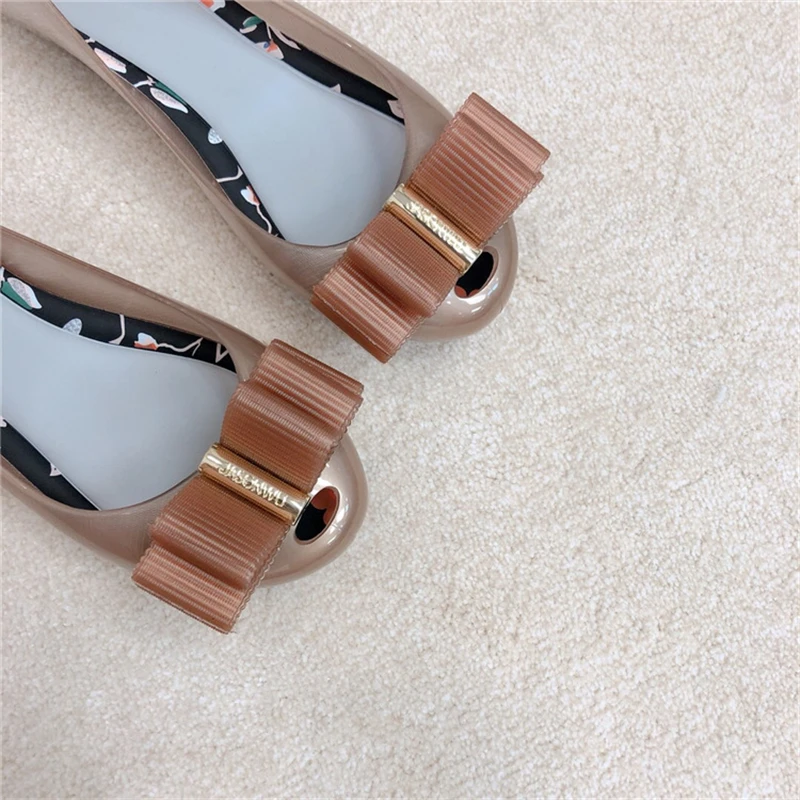 Женские сандалии на плоской подошве Melissa желтые с бантом обувь для женщин