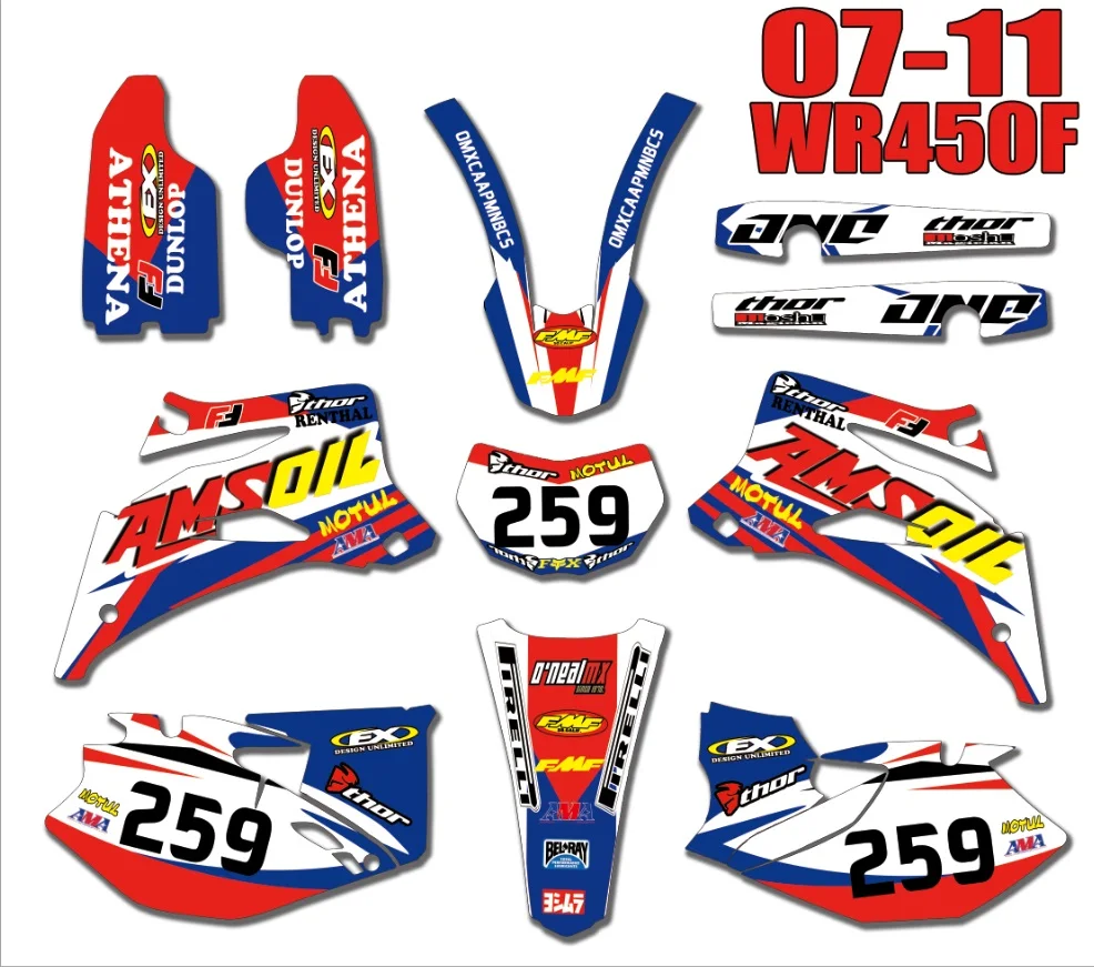 Мотоцикл Велосипед графика наклейки фон для Yamaha WR250F WRF250 2007 2013 WR450F WRF450 2011 WRF 250 450 WR