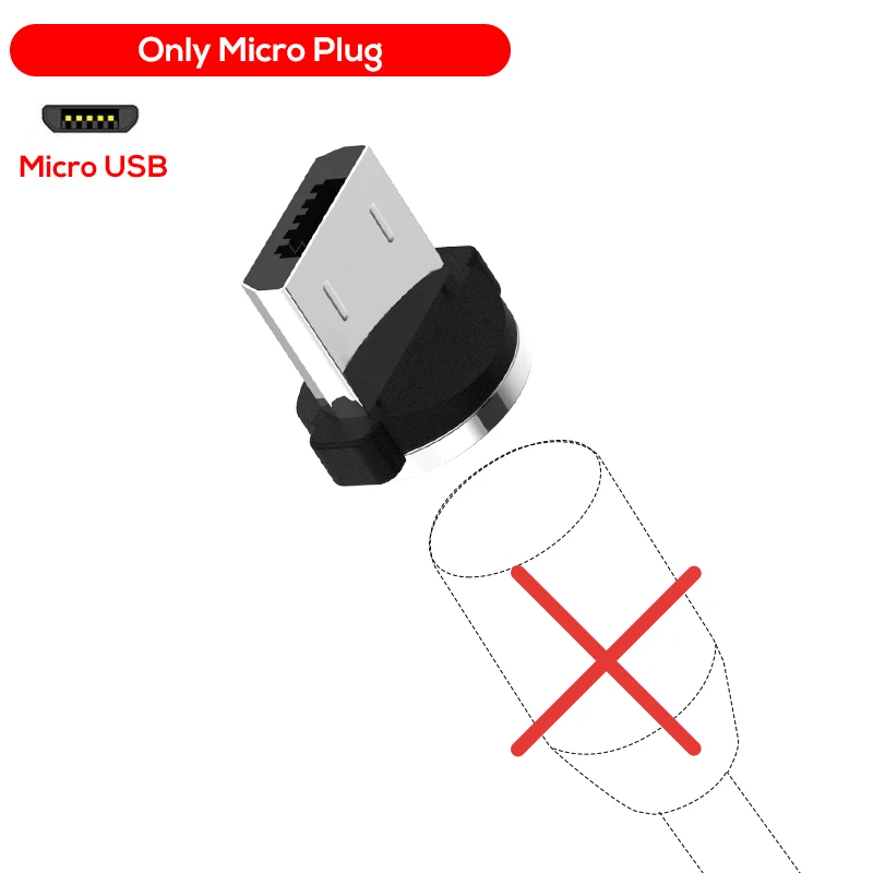 TOPK RLine1 светодиодный магнитный usb-кабель, 1 м и 2 м Магнитный USB type-C кабель и Micro usb кабель и USB кабель для iPhone X 8 7 6 Plus - Цвет: Micro Plug