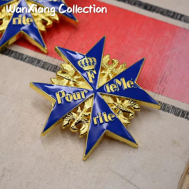 Высшее качество WW2 прусская немецкая армия WWI Gold Blue Max Pour Le Merite брошь в виде медали |