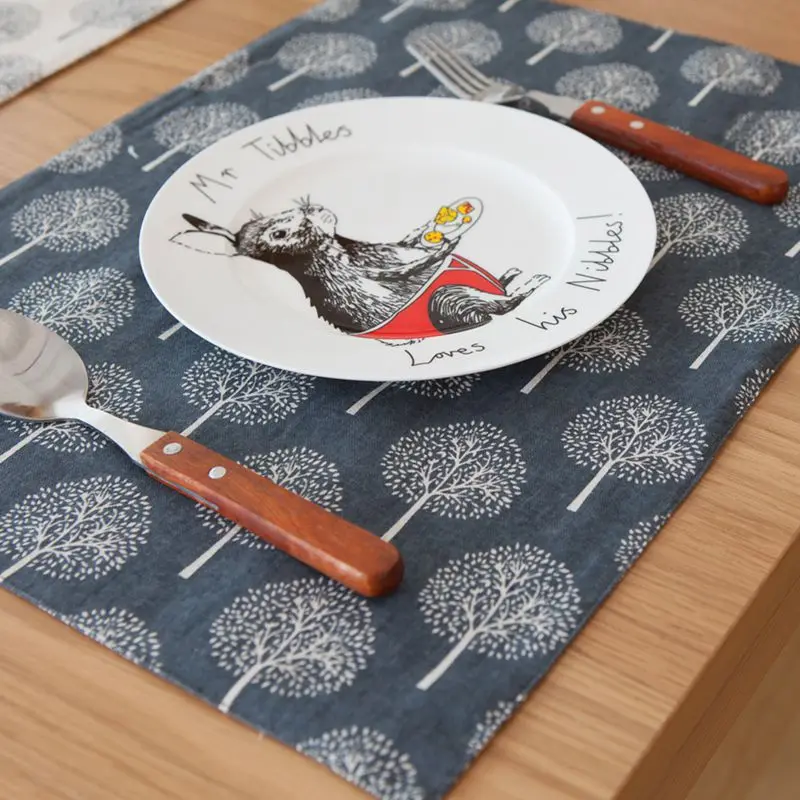 Высококлассная льняная салфетка с принтом дерева теплоизоляционный коврик для