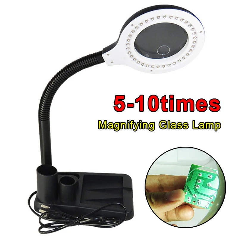 

Flexible Soft Repair Read Plug Desk Lamp LED 5-10 times Magnifier Table Lamp Energy Saving Electronic Maintenance Lamp