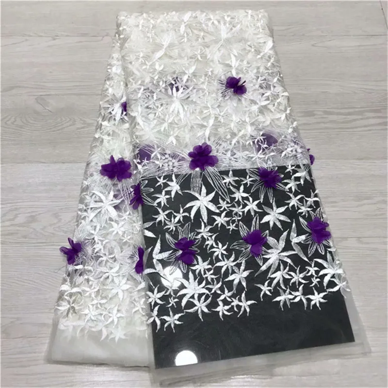 

Latest Style yellow African Lace Fabric With 3D Flower Nigerian Wedding Embroidered French Tulle Lace Material For Bridal Dress