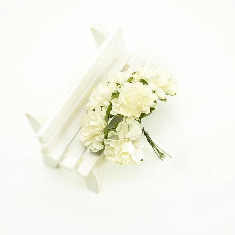 milk white 6 шт. дешевые поддельные бумажные розы цветы diy рукоделие гирлянда Подарочная коробка искусственные цветы для свадьбы дома Новогоднее украшение - Цвет: milk white