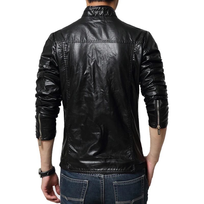 Новая модная мужская куртка Idopy из искусственной кожи черная красная коричневая