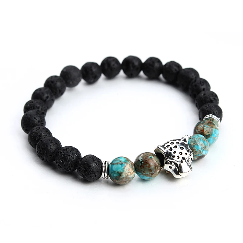 Браслет с головой леопарда тибетского Будды женский браслет натуральным черным