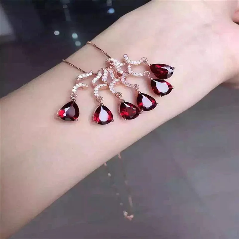 Модные подвески ожерелье подарки для женщин серебро 925 пробы красный корунд