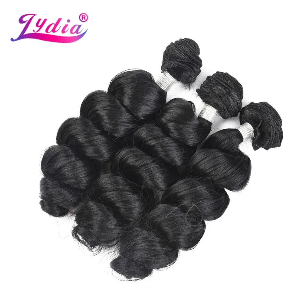 

Lydia 1PCS Loose Wave Hair Weaving Nature Black 1B# Hair Weave 18"-24" Heat Resistant Synthetic Hair Extensions Bundles 110g/Pcs