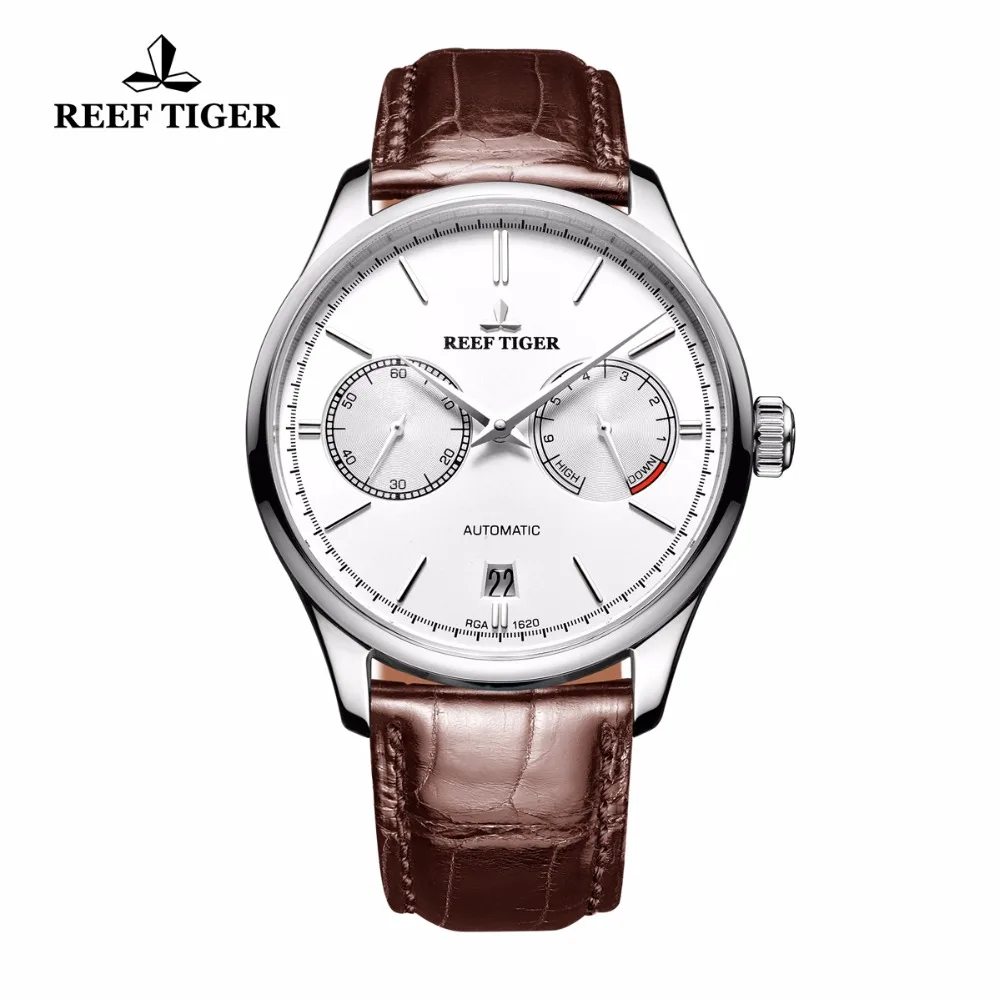 Reef Tiger/RT повседневные Элегантные часы Дата автоматические часы для мужчин стальные часы с запасом мощности RGA1620