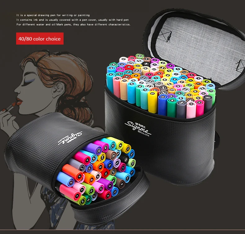 

M&G Oily Marker Hand-painted Design Set Student Marker Set 40 Color 80 Color Double Head Marker