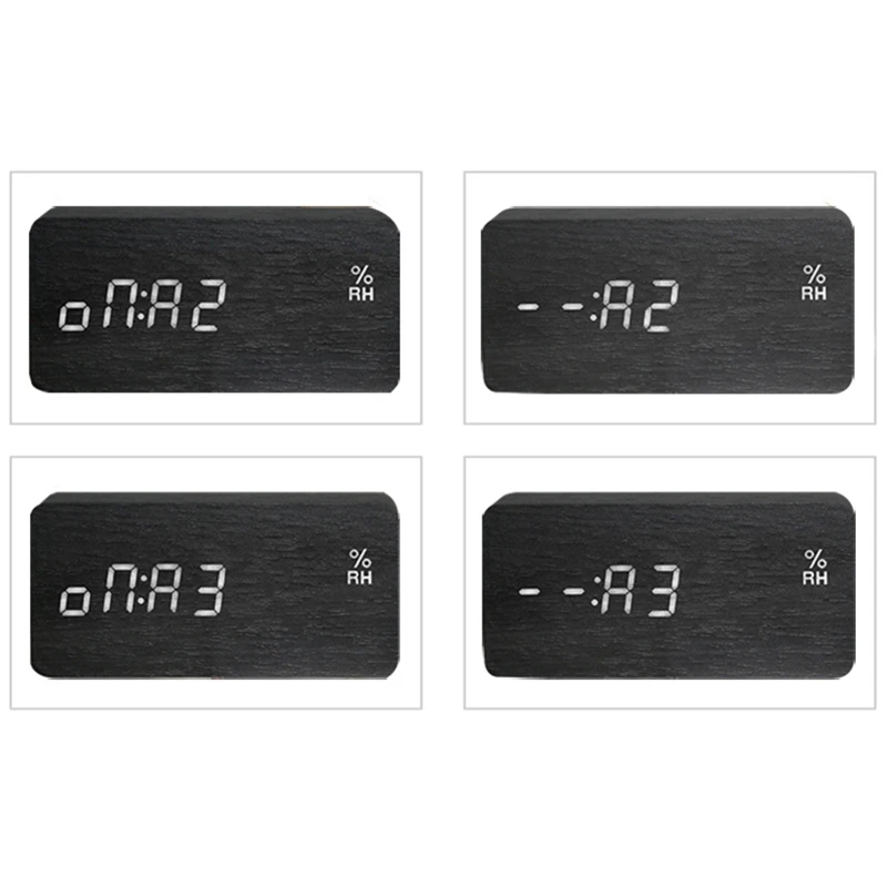 Modern Led Alarm Clock Temperature Humidity Electronic Desktop Digital Table Clocks,Black+ white subtitles