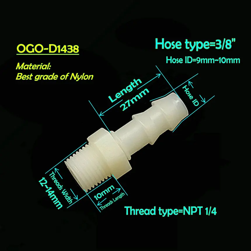 Лучшая марка нейлоновых фитингов HHO локоть OGO D1438|fitting clothes|fitting airfitting hid conversion kit |
