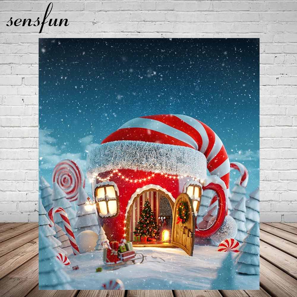 Sensfun Рождественский день фон для фотостудии зима красный белый Снежный дом