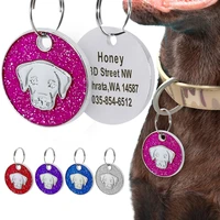 dog tag engraved pet id tags collar accessories personalized bling puppy nametag custom dog identification rose blue for pitbull