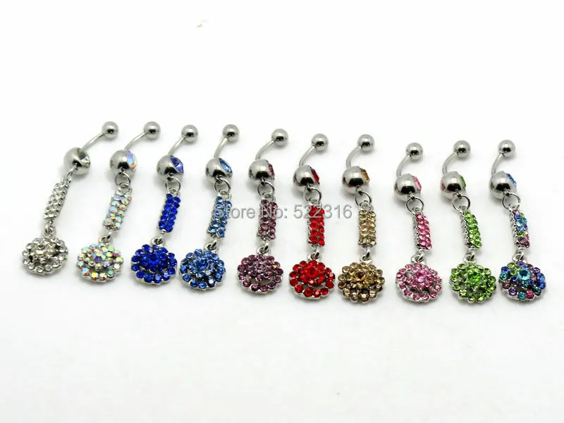 10 шт./лот смешанные цвета украшения для пирсинга пупка с цветком Висячие присинг