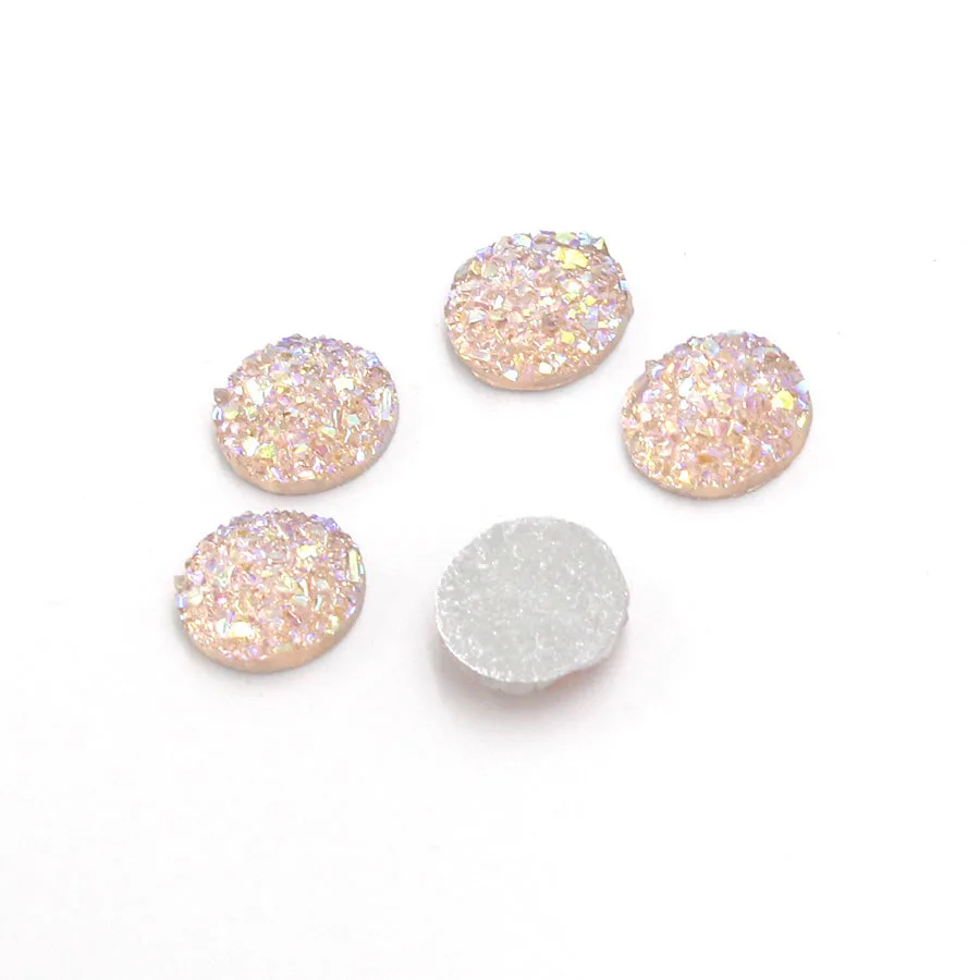 Jaymaxi 10 мм AB Цвет Druzy камень смола круглая плоская спина, кабошон для DIY украшения ювелирных изделий на заказ многоцветный 100 шт./лот