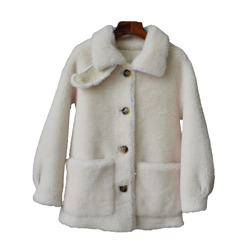 

2019 new fashion casual winter coat women plus size wool coat sheep fur ladies coats warm outwear