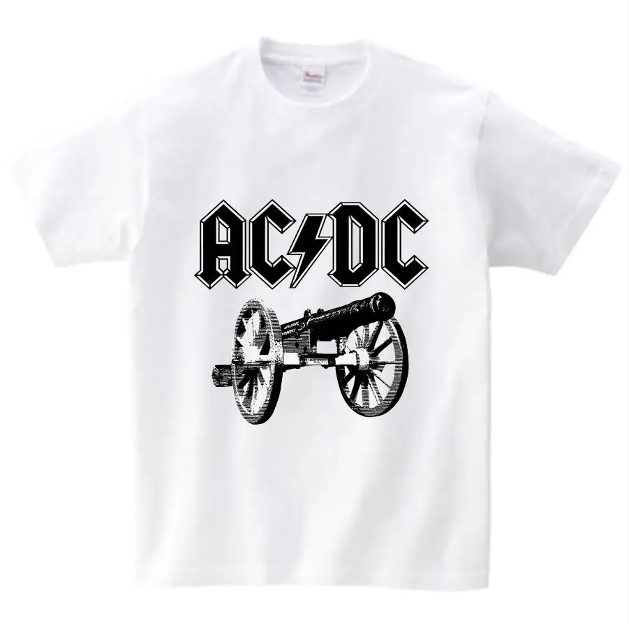 ACDC, Детская футболка детская ACDC футболка в стиле рок, Повседневная футболка с короткими рукавами для мальчиков и девочек, детские топы унисекс, одежда для малышей YUDIE - Цвет: white childreT-shirt