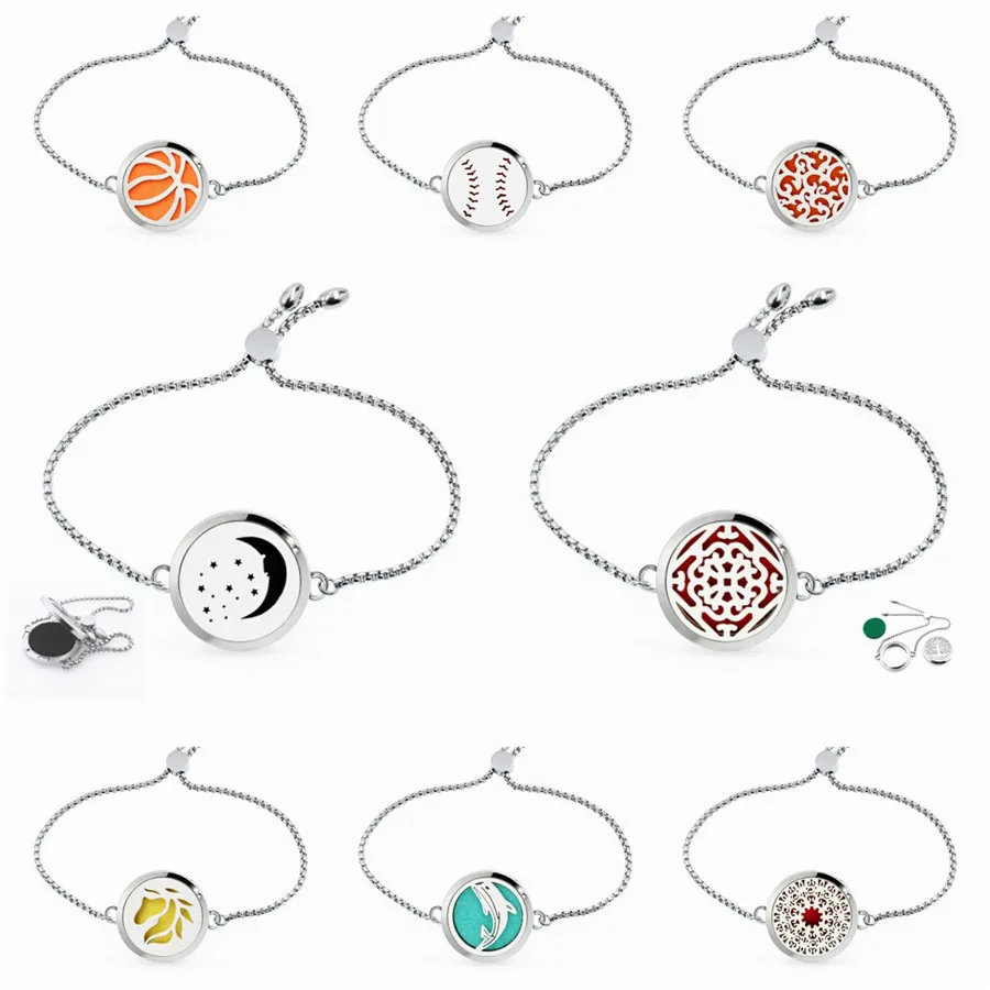 Essential Oil Diffuser Locket Perfume Bracelet Horse moon and star Adjustable Stainless Steel 30mm locket bangle 10pads | Украшения и