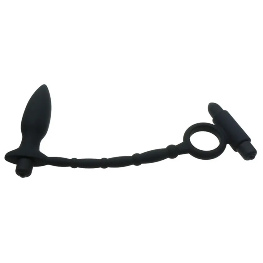Vibrating Lock Penis Butt Anal Plug G-Spot Climax Silicone Male Prostate Massager Cock Ring Dual | Красота и здоровье