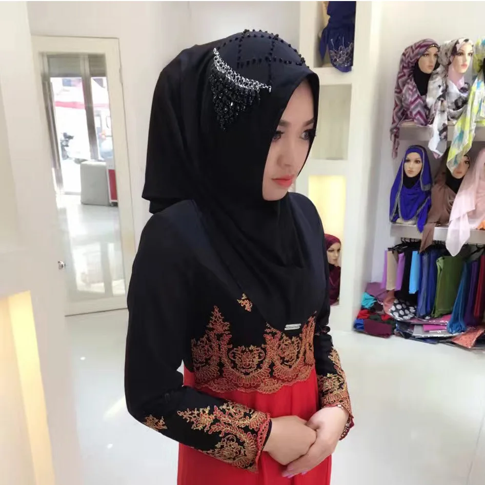 Тюрбан с хрустальными бусинами женский летний модный мгновенный хиджаб (включая