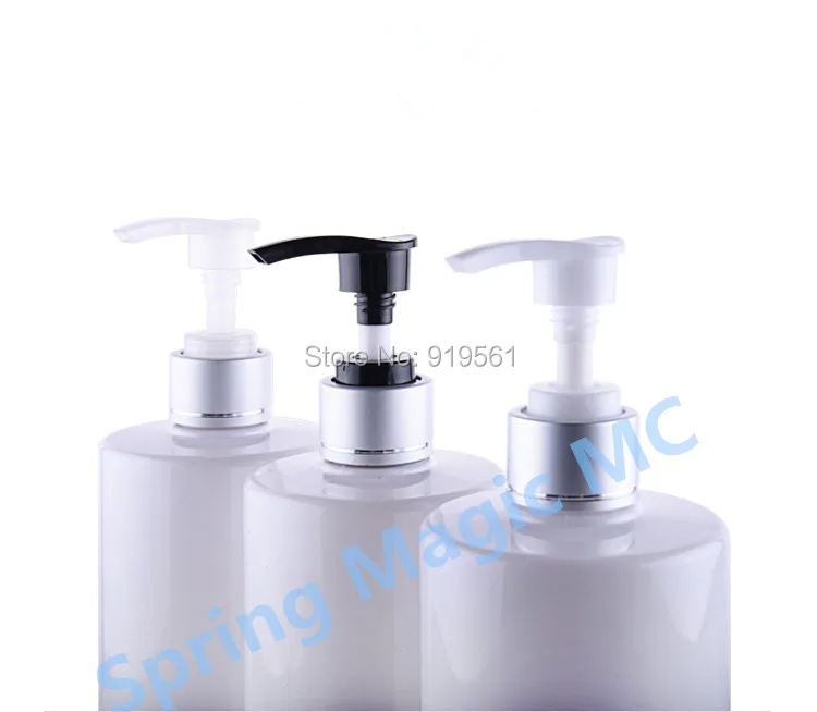 500 мл бутылка с насосом для ПЭТ серебряным кольцом шампуня/геля душа/бутылки