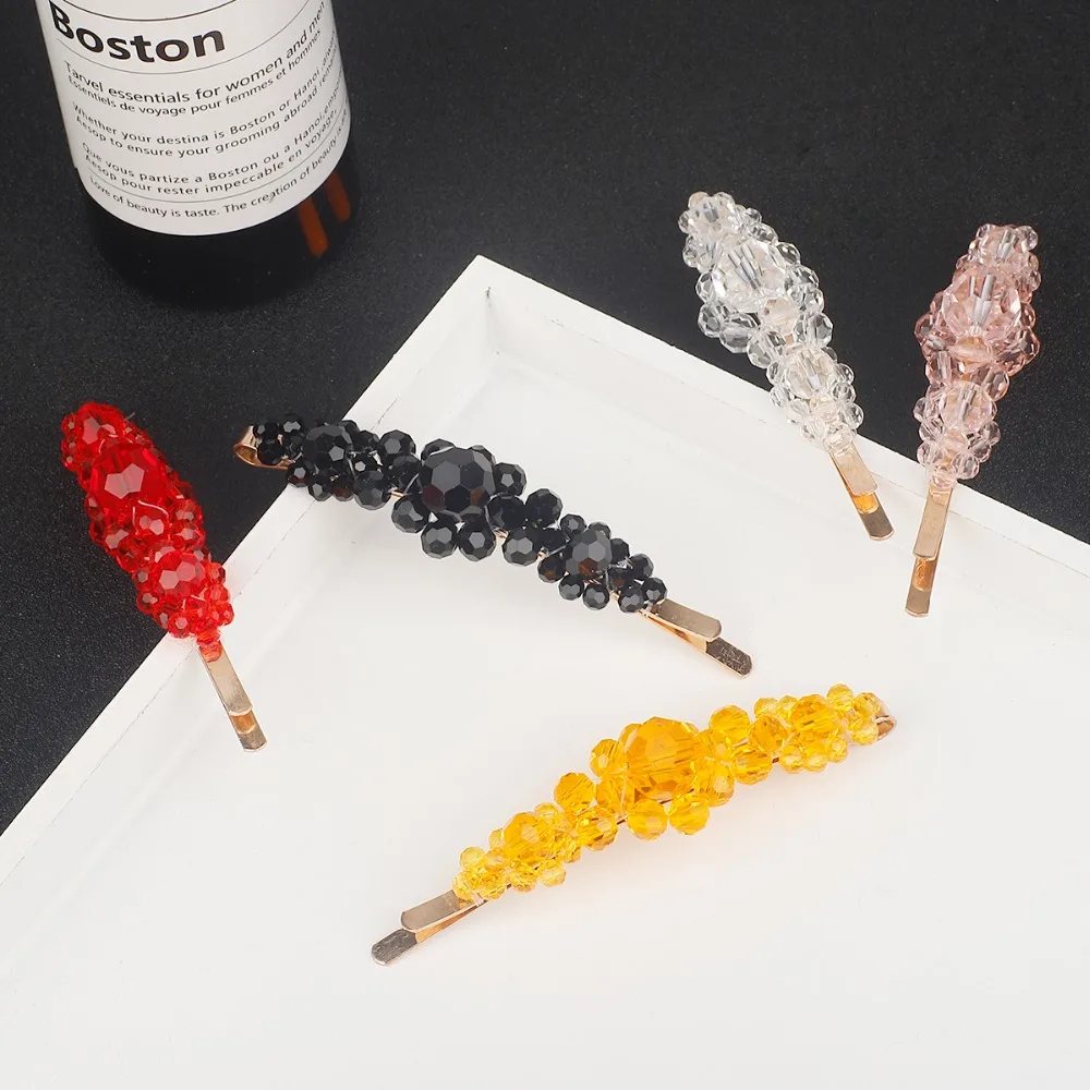 Металлическая заколка для волос боковая разноцветная с большими цветами и