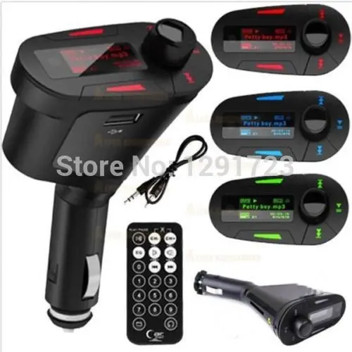 Автомобильный беспроводной FM модулятор 3 цвета пульт дистанционного управления +
