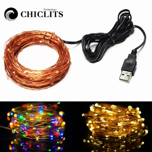 10 м гирлянда светодиодный строка светильник USB Медный провод светящиеся гирлянды светильник s вечерние украшения для домашнего праздника Свадебная вечеринка вечерние лампа