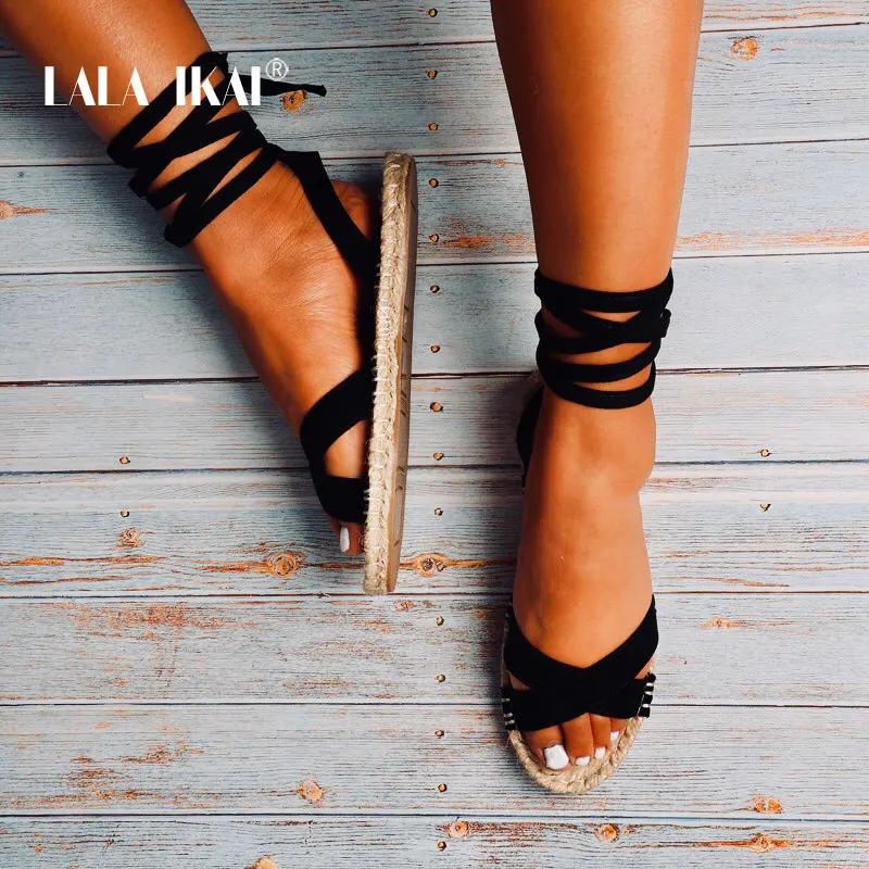 LALA IKAI/женские летние сандалии в римском стиле Женская повседневная обувь на