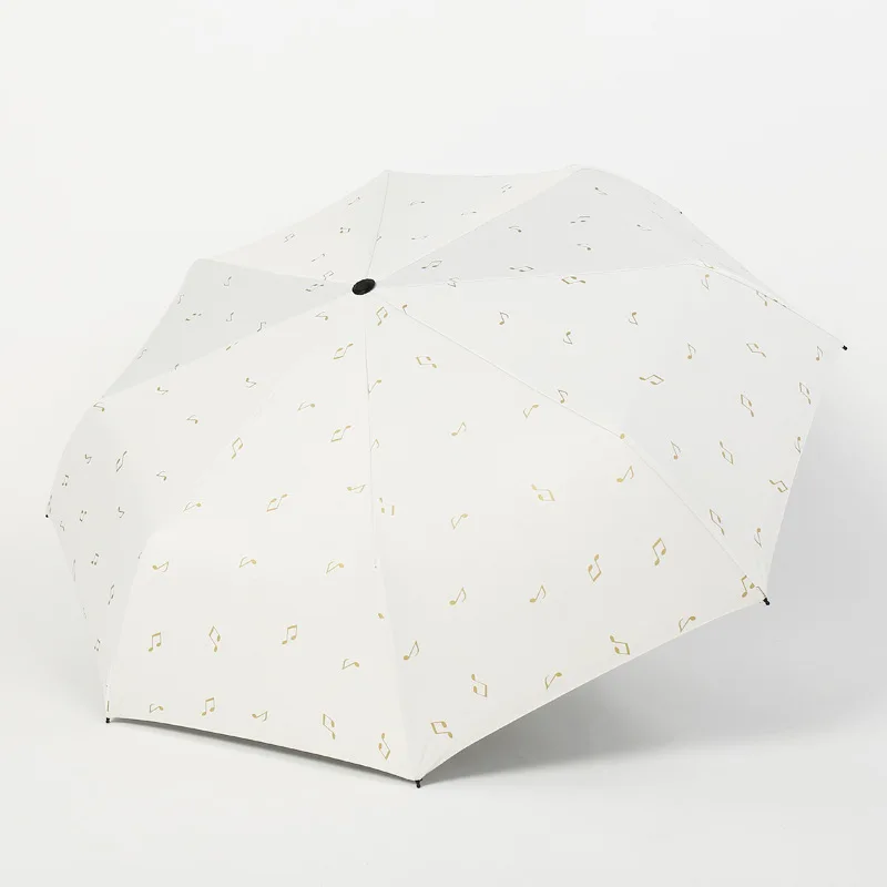 Creative Music 3 Folding Umbrella Woman Anti UV Sun Protection Umbrellas Windproof Black Coating 8K Parasols | Дом и сад