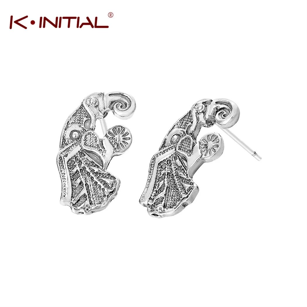 Kinitial винтажные золотые серебряные животные Ворон голова птицы гриф Череп серьги