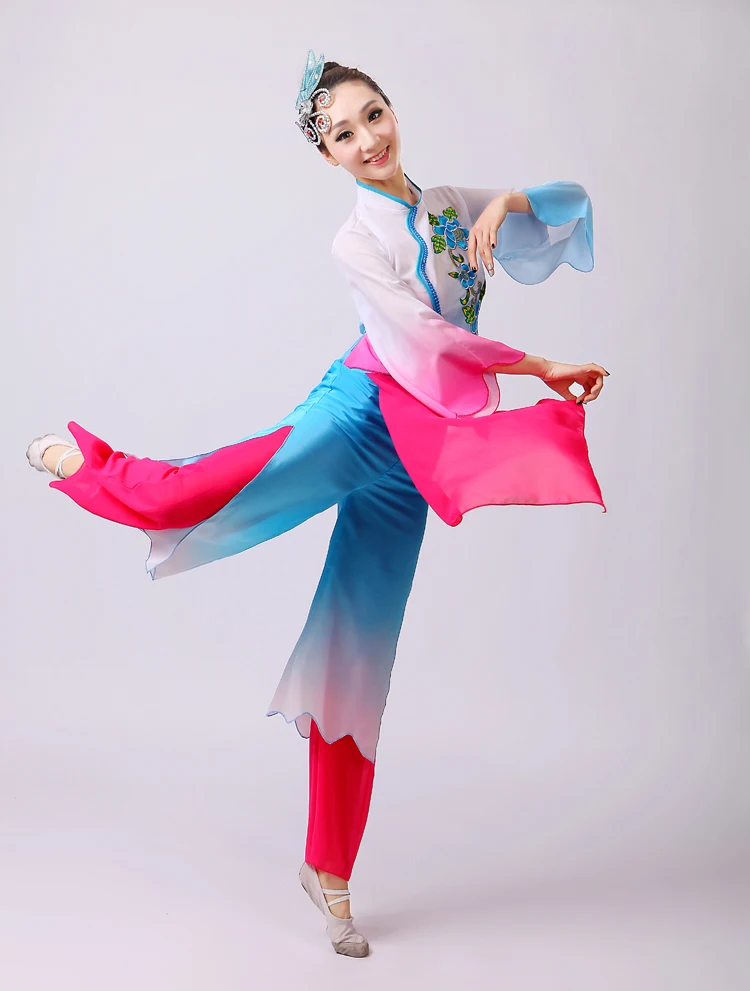 Женская Цветочная вышивка Китайская классическая танцевальная одежда