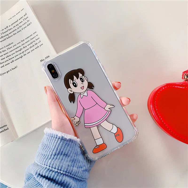 Прозрачный мягкий чехол из ТПУ для iPhone 6 S 7 8 Plus X XR XS Max Doraemon Nobita kamei с милыми