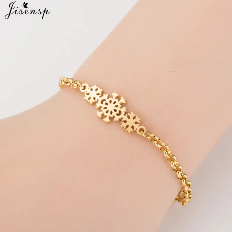 snow bracelet Jisensp золотые браслеты из нержавеющей стали с животными для женщин, повседневные ювелирные изделия, браслет с бабочкой, женский свадебный подарок - Окраска металла: snow bracelet