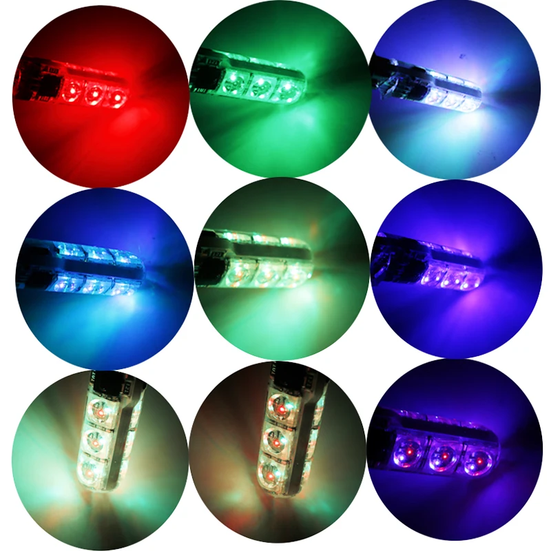 2 шт. T10 W5W светодиодные автомобильные лампы RGB с пультом дистанционного